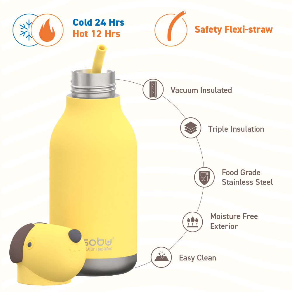 ALAZA Yellow Bee and Honey Water Bottle with Straw Lid Vacuum