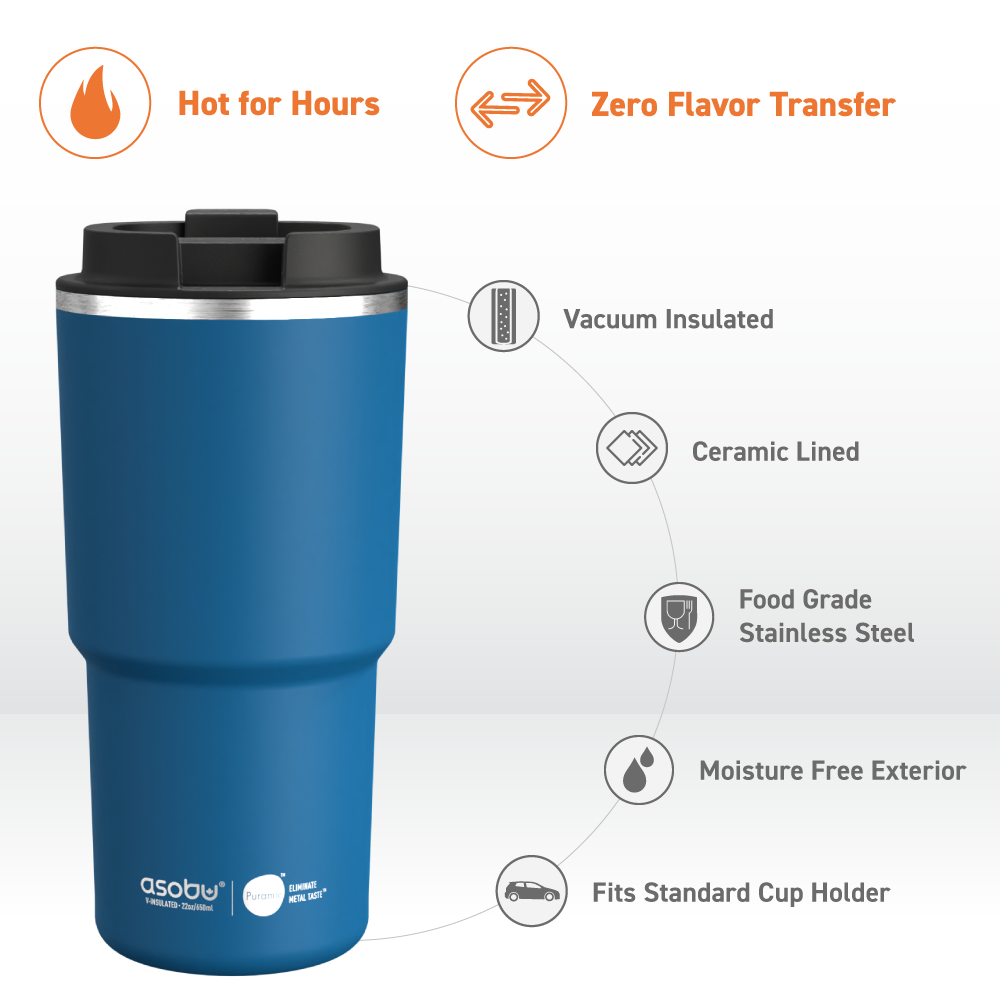 Asobu V650b 14-Ounce Easy Access Travel Tumbler (Blue)