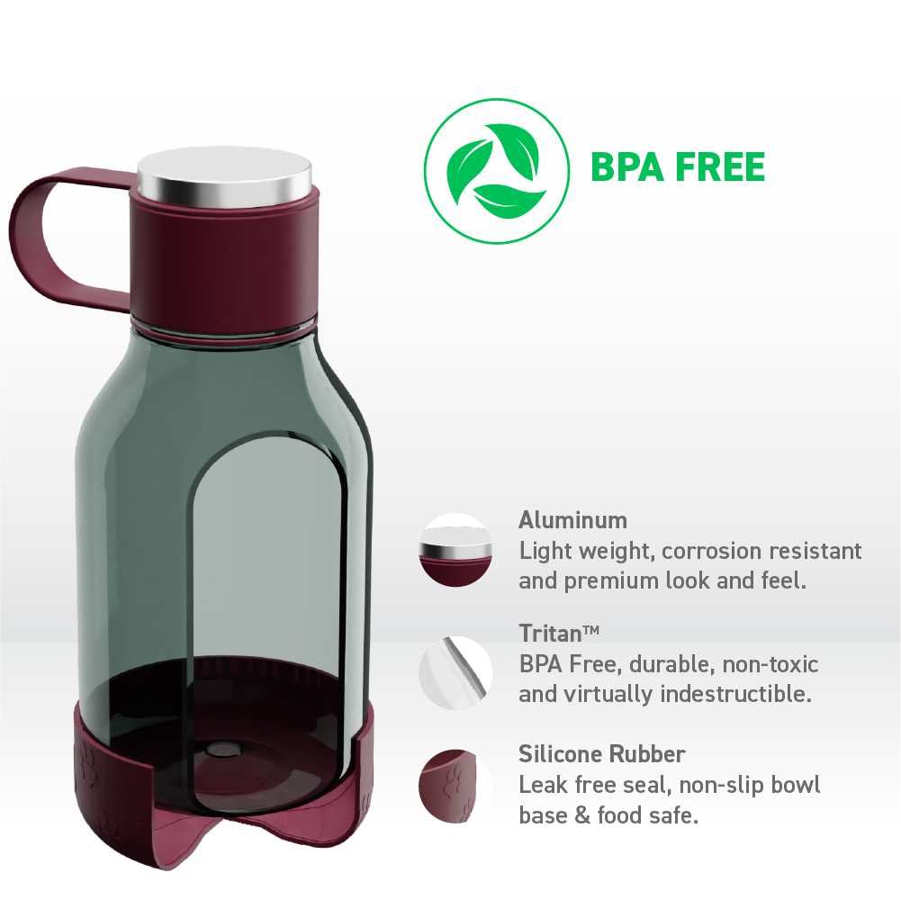 Burgundy Dog Bowl Bottle Lite