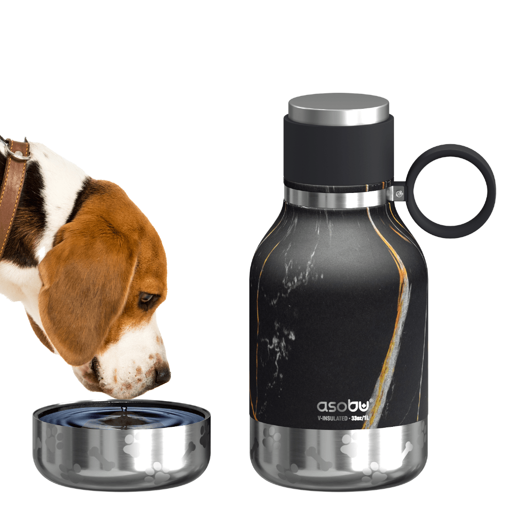 Travel dog top bowl water bottle