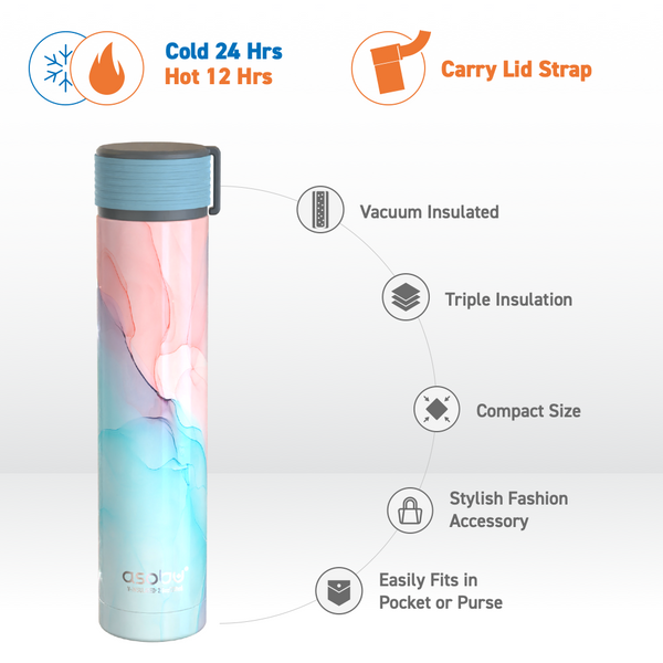 Glitter Silver Skinny Mini Lady Flask - Slim Water Bottle - 8 Oz ...