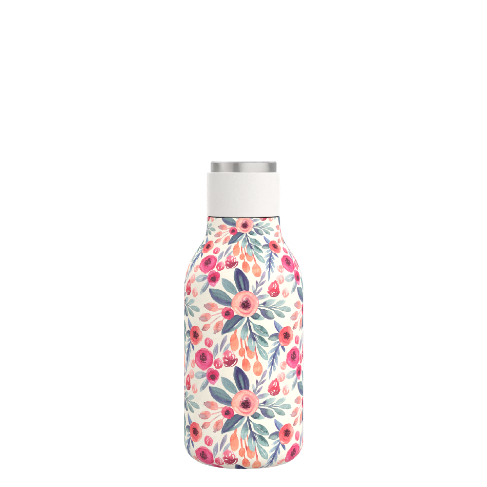 Urban Insulated and Double Walled Stainless Steel Bottle 16 Ounce by Asobu (Floral)