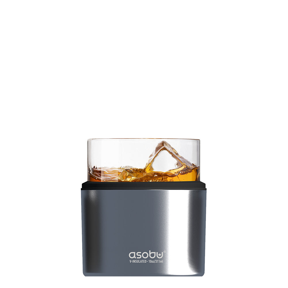 ASOBU On The Rocks 10.5oz Stainless Steel and Glass Insulated Whiskey  Sleeve with Whiskey Glass Silver