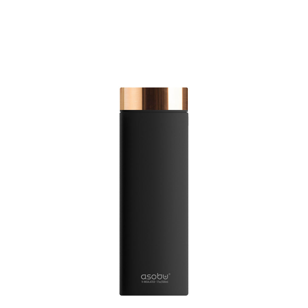 black & copper travel water bottle