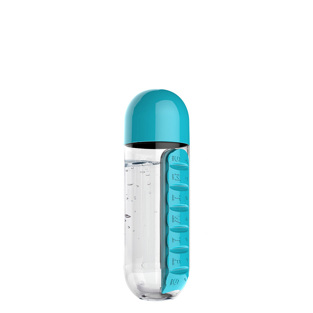 pill water bottle - teal