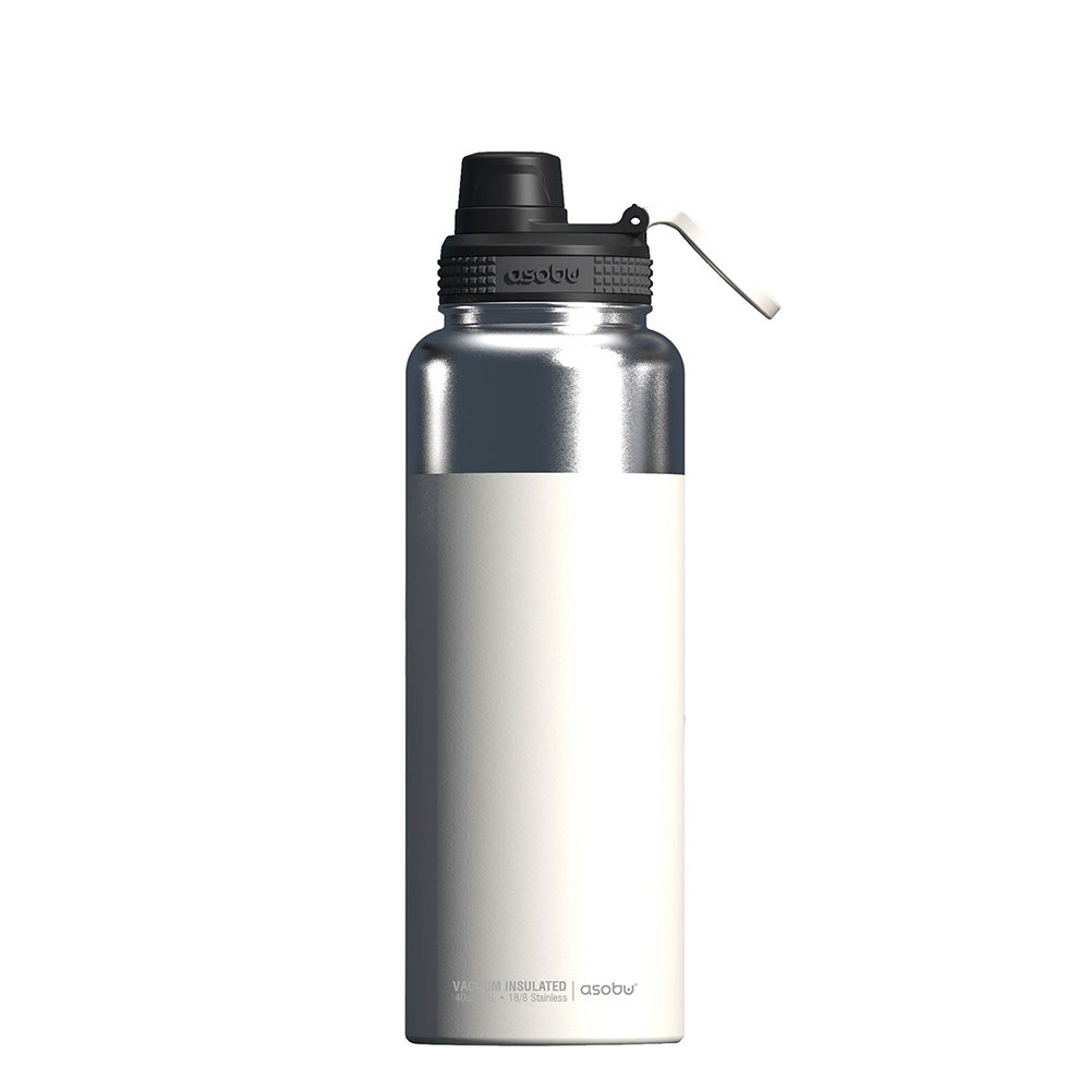 White Mighty Flask - Double Wall Stainless Steel Water Bottle With Easy ...