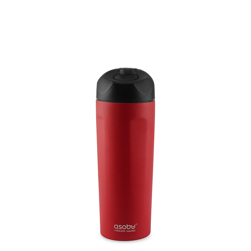 red coffee tumbler easy access