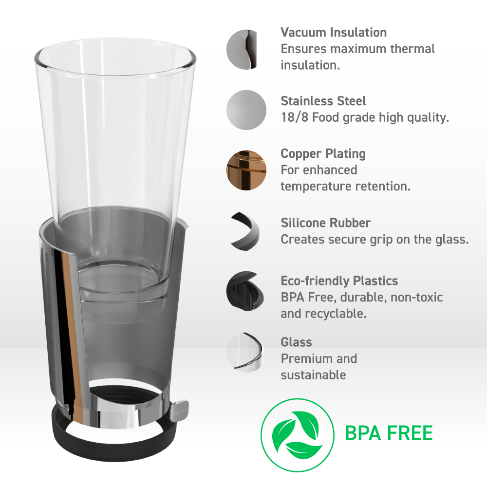 Beer Pint Insulated Sleeve : Silver Insulated Stainless Steel Pint