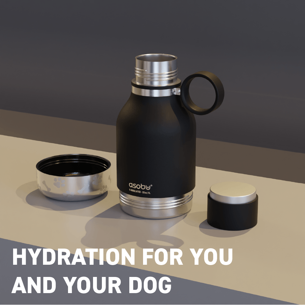 Dog Black Bowl Bottle Dog Water Bottle & Dog Water Dispenser ASOBU
