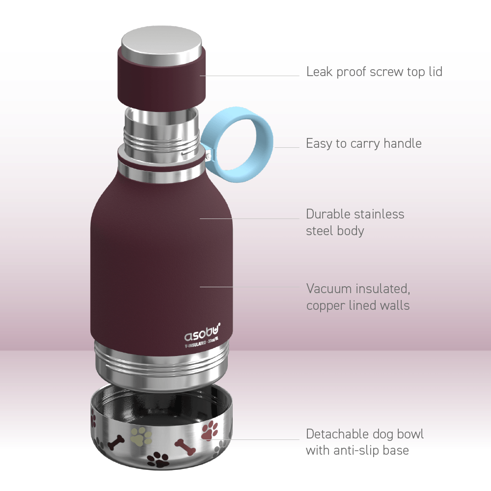 Burgundy Dog Bowl Bottle