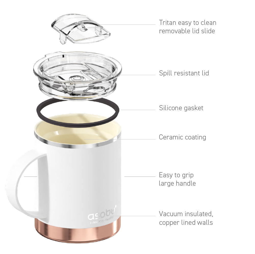 White Ultimate Coffee Mug - Insulated Stainless Steel Coffee Mug with ...