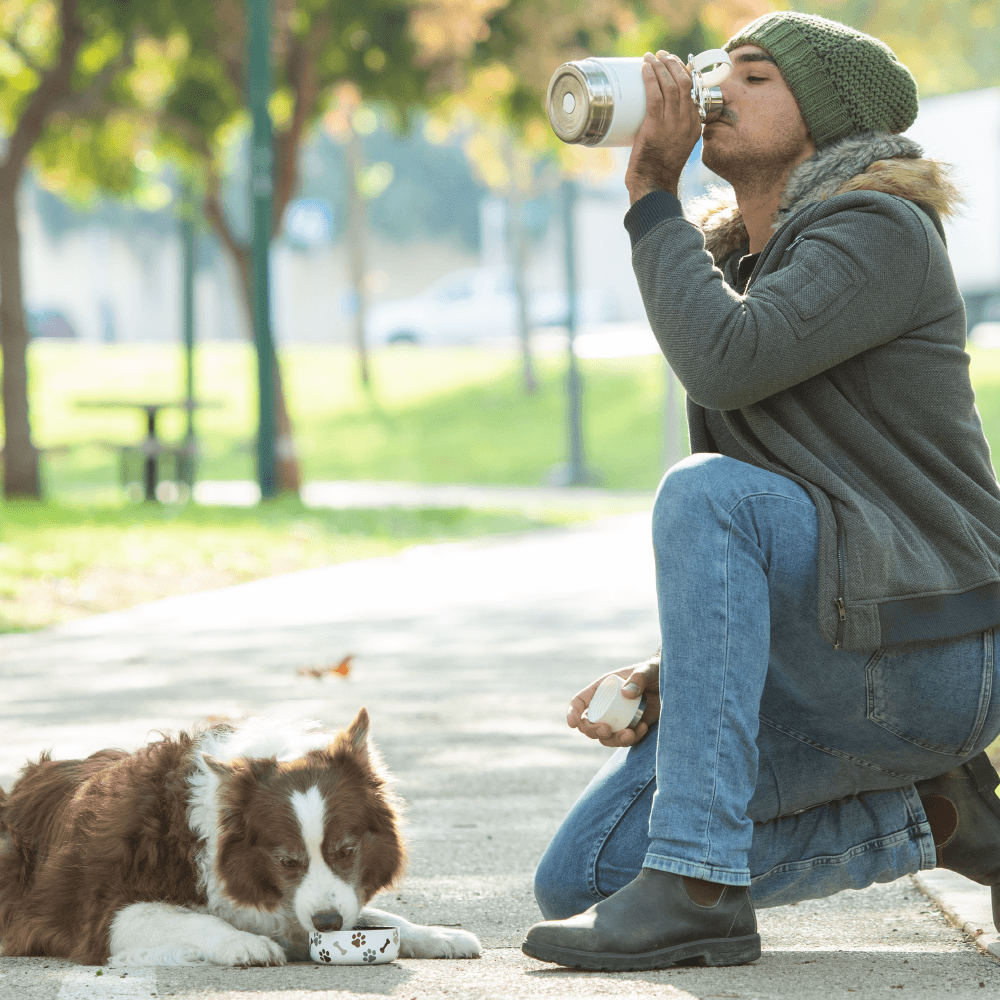 White Dog Bowl Bottle