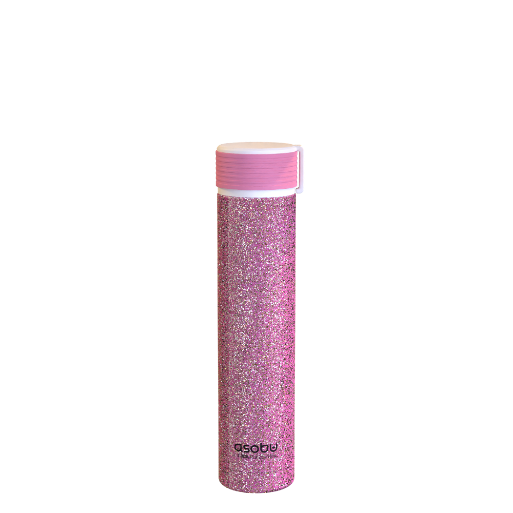 NEW Asobu Skinny Pink Glitter Water Bottle 7.8 Oz