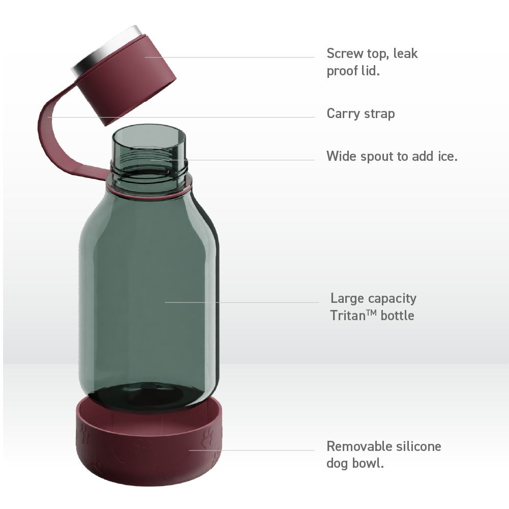 Burgundy Dog Bowl Bottle Lite