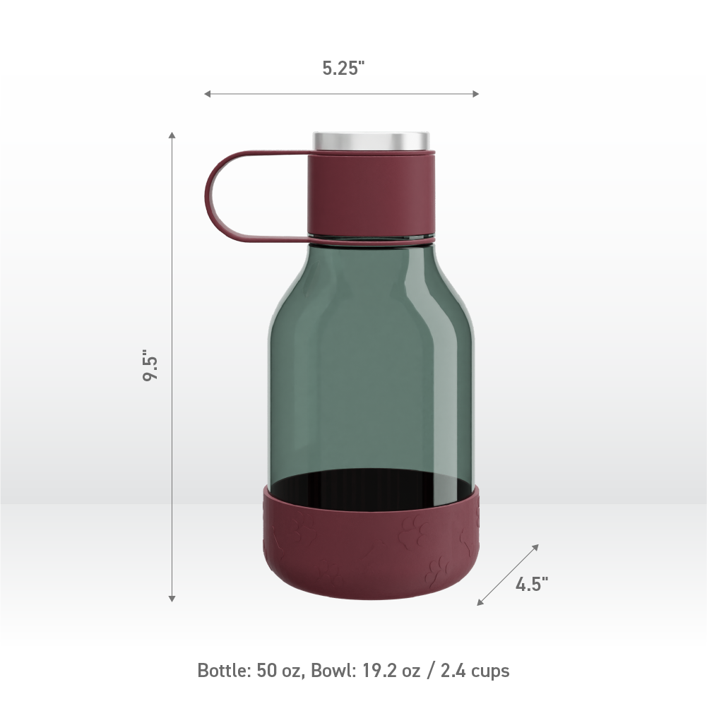 Burgundy Dog Bowl Bottle Lite